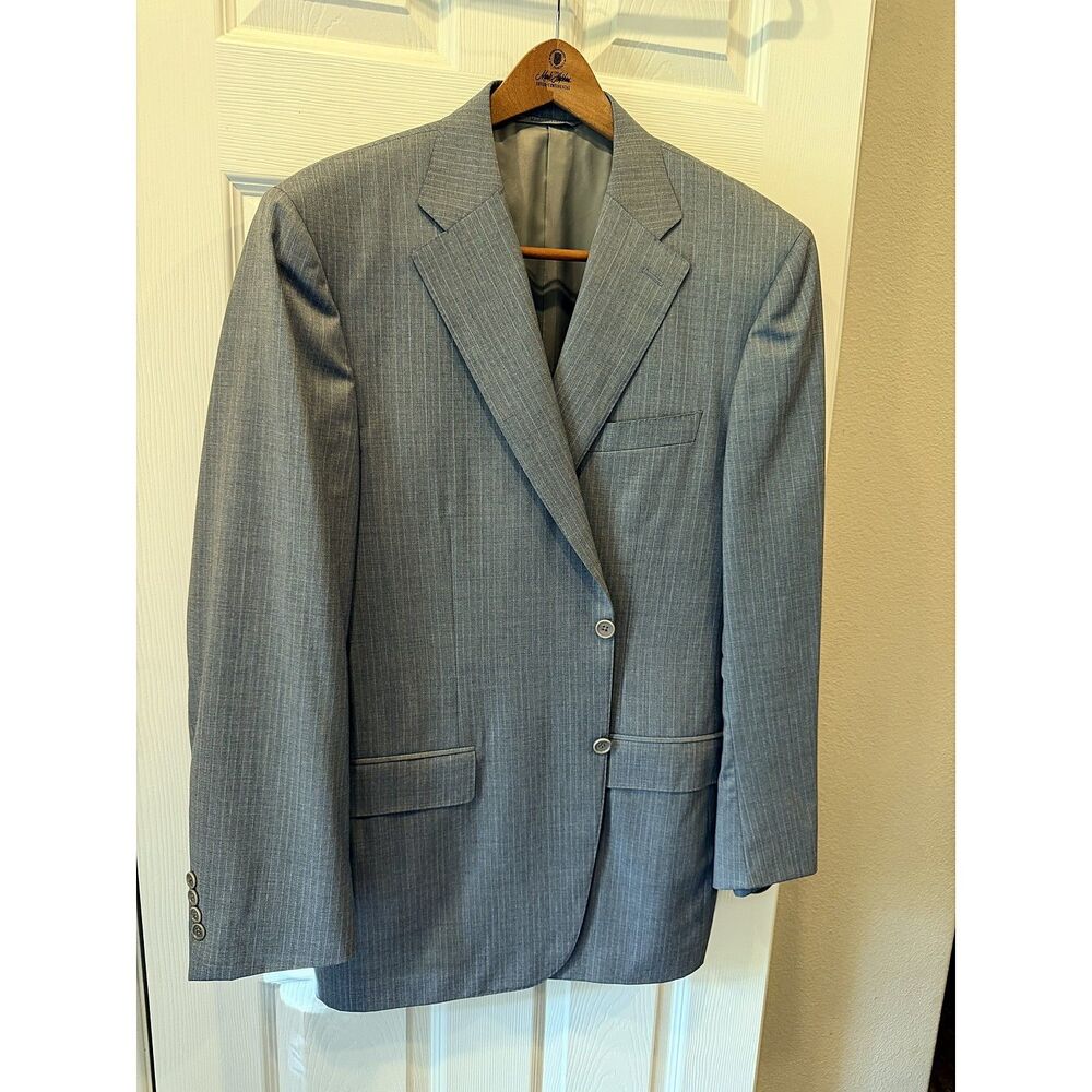 Canali Mens 44R EU 54 Gray Pinstripe 100% Wool Suit Jacket Blazer Made in Italy